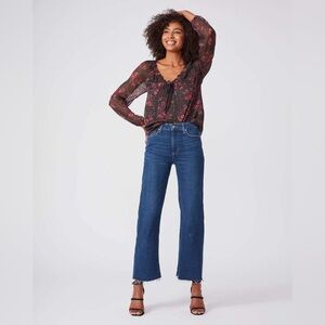 PAIGE Leenah Ankle Raw Hem Wide Leg Jeans Gracie Lou Size 30